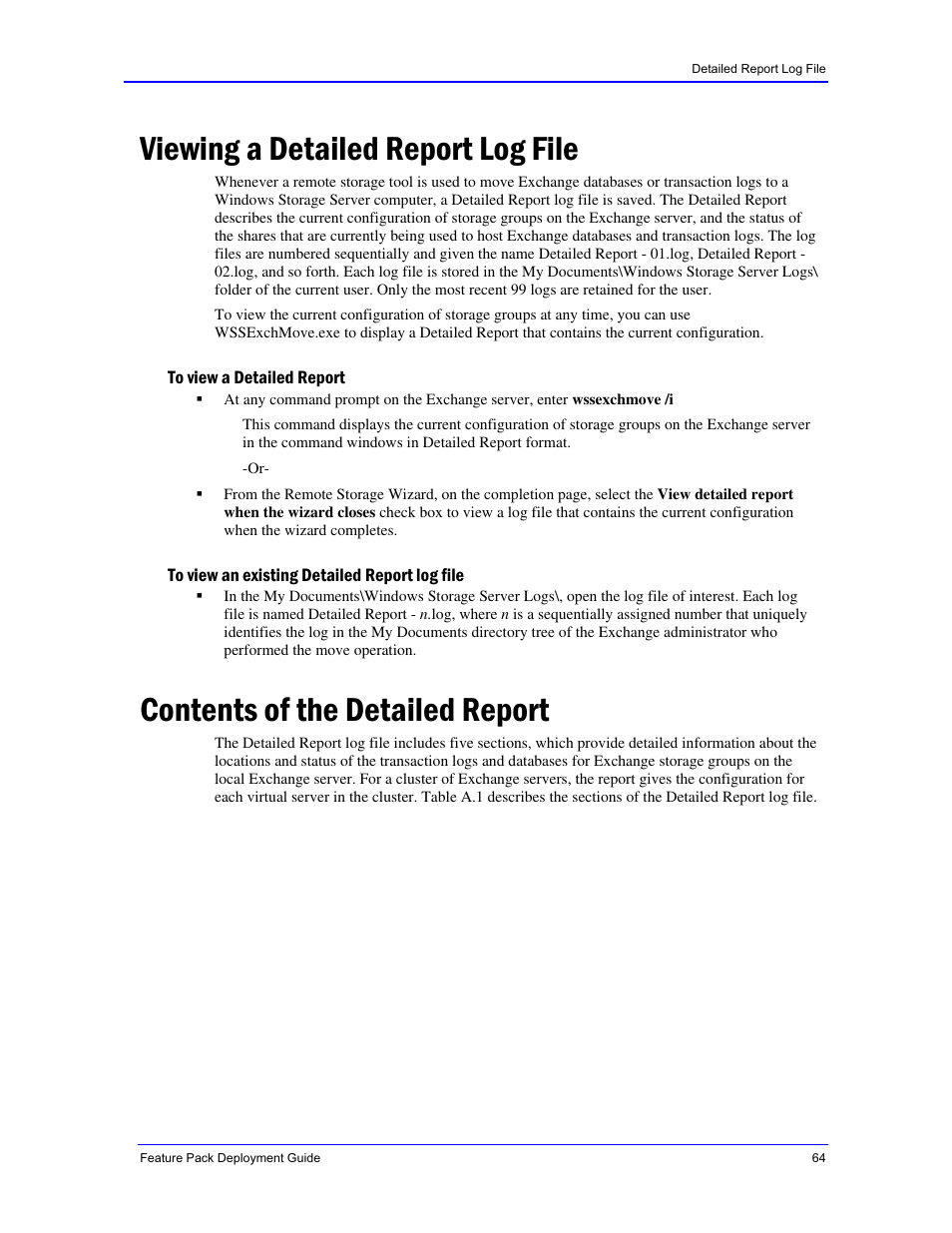 Viewing a detailed report log file, Contents of the detailed report | Dell PowerVault 770N (Deskside NAS Appliance) User Manual | Page 64 / 73