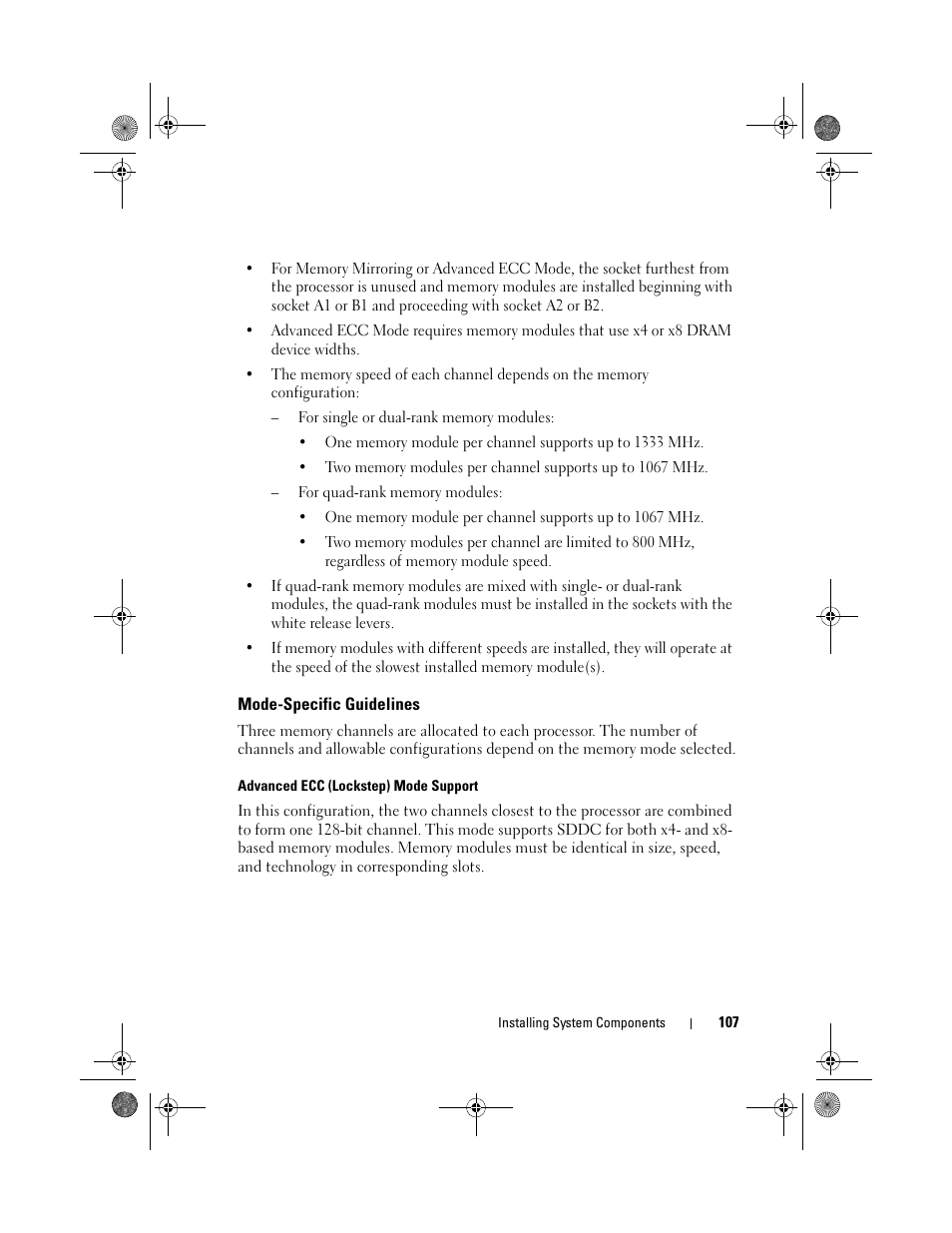 Mode-specific guidelines | Dell PowerEdge T410 User Manual | Page 107 / 204