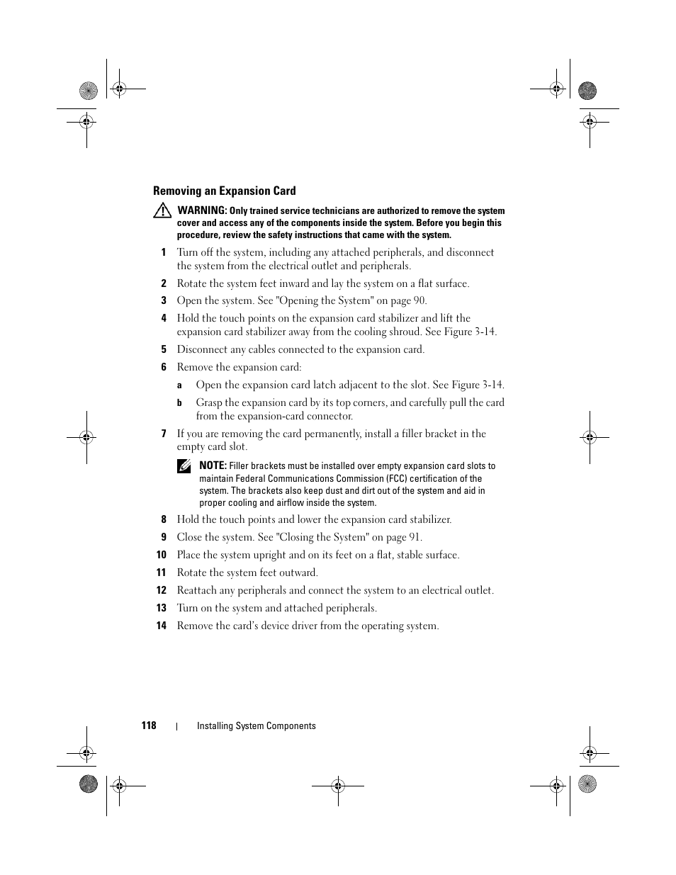 Removing an expansion card | Dell PowerEdge T410 User Manual | Page 118 / 204