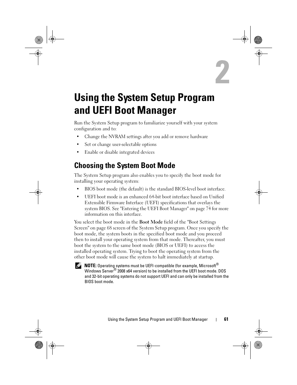 Choosing the system boot mode | Dell PowerEdge T410 User Manual | Page 61 / 204