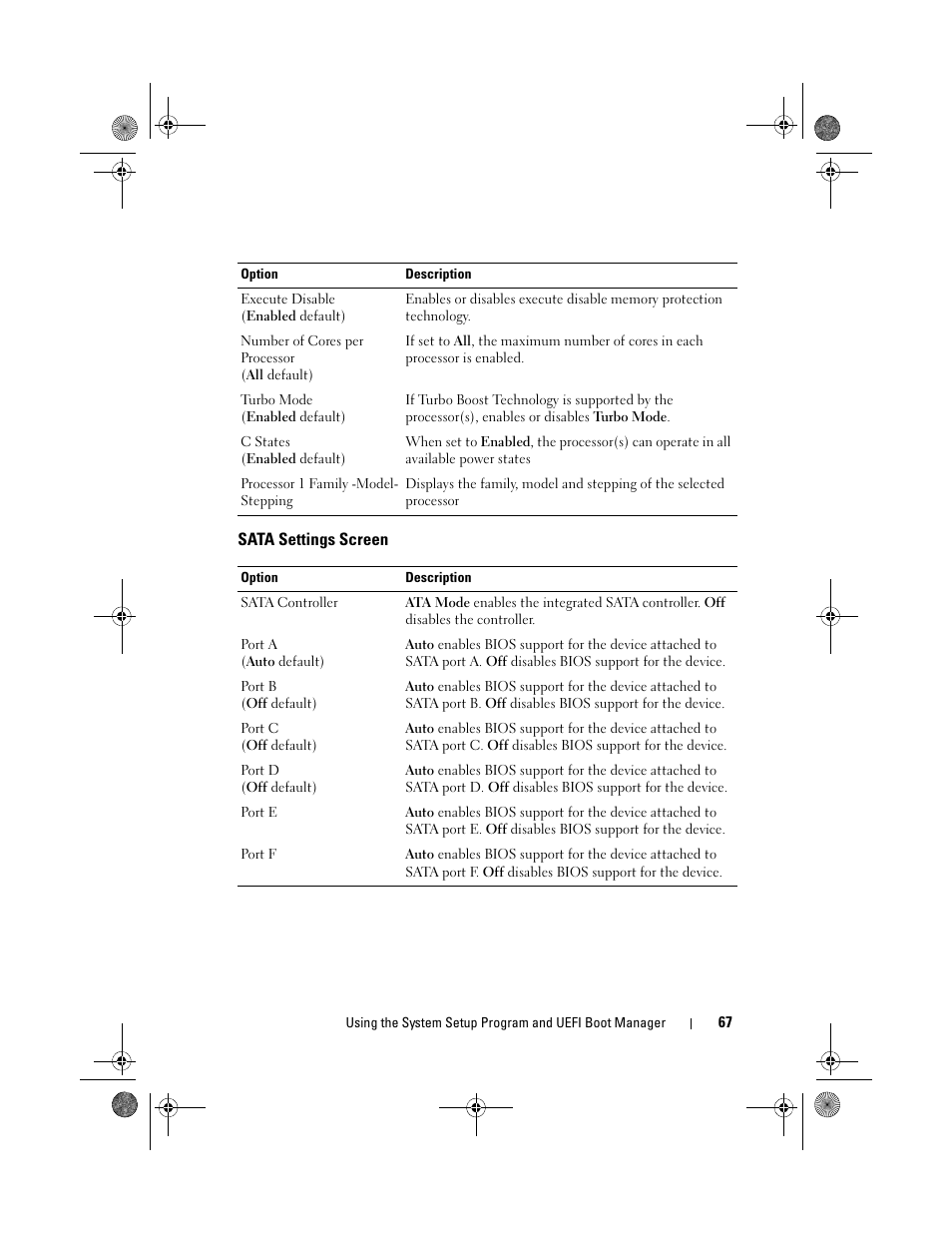 Sata settings screen | Dell PowerEdge T410 User Manual | Page 67 / 204