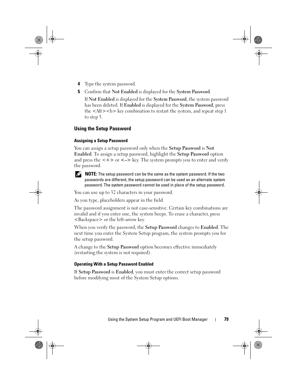Using the setup password | Dell PowerEdge T410 User Manual | Page 79 / 204
