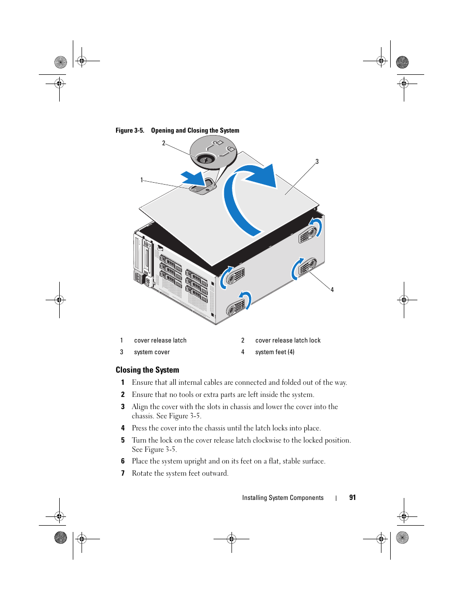 Closing the system | Dell PowerEdge T410 User Manual | Page 91 / 204