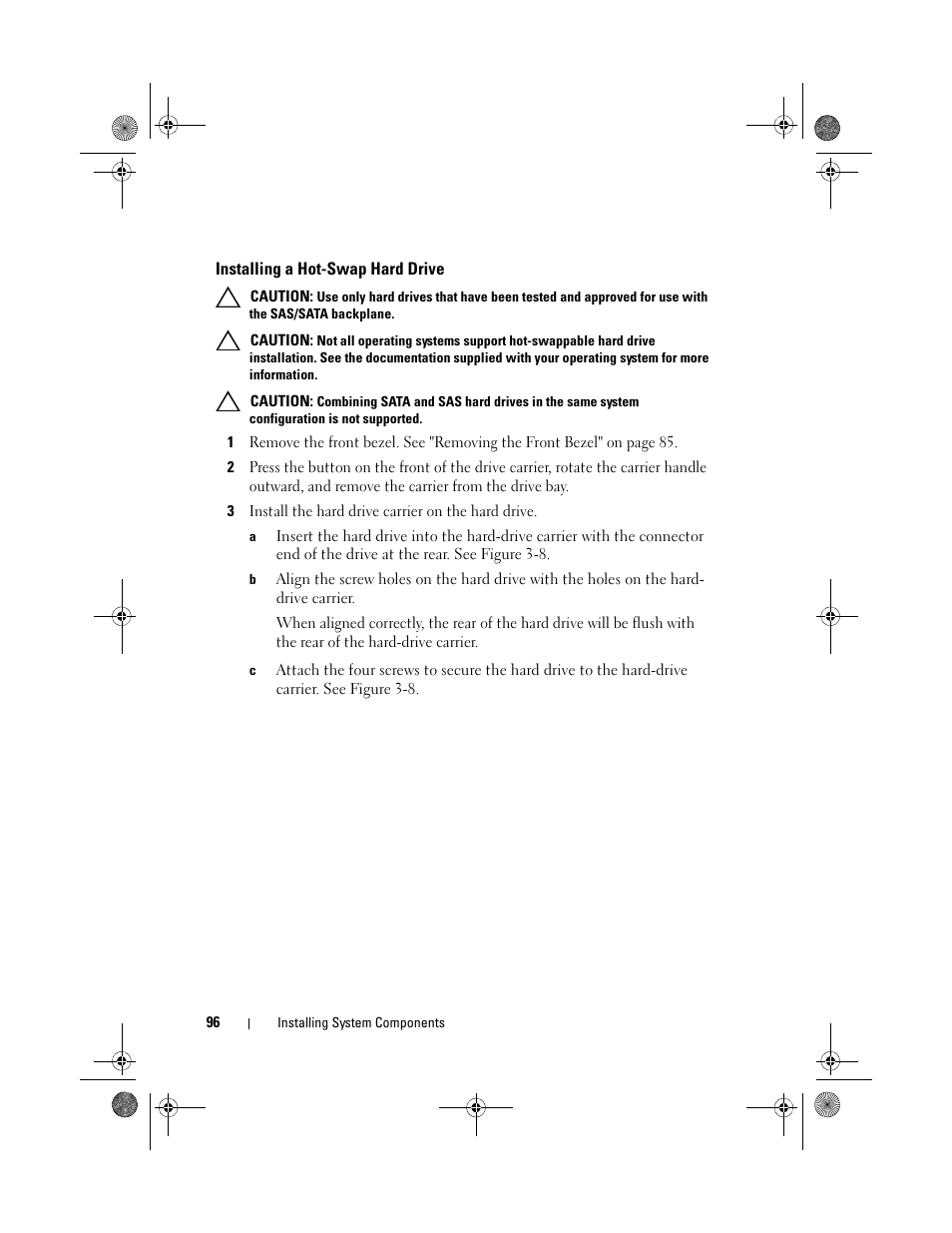 Installing a hot-swap hard drive | Dell PowerEdge T410 User Manual | Page 96 / 204