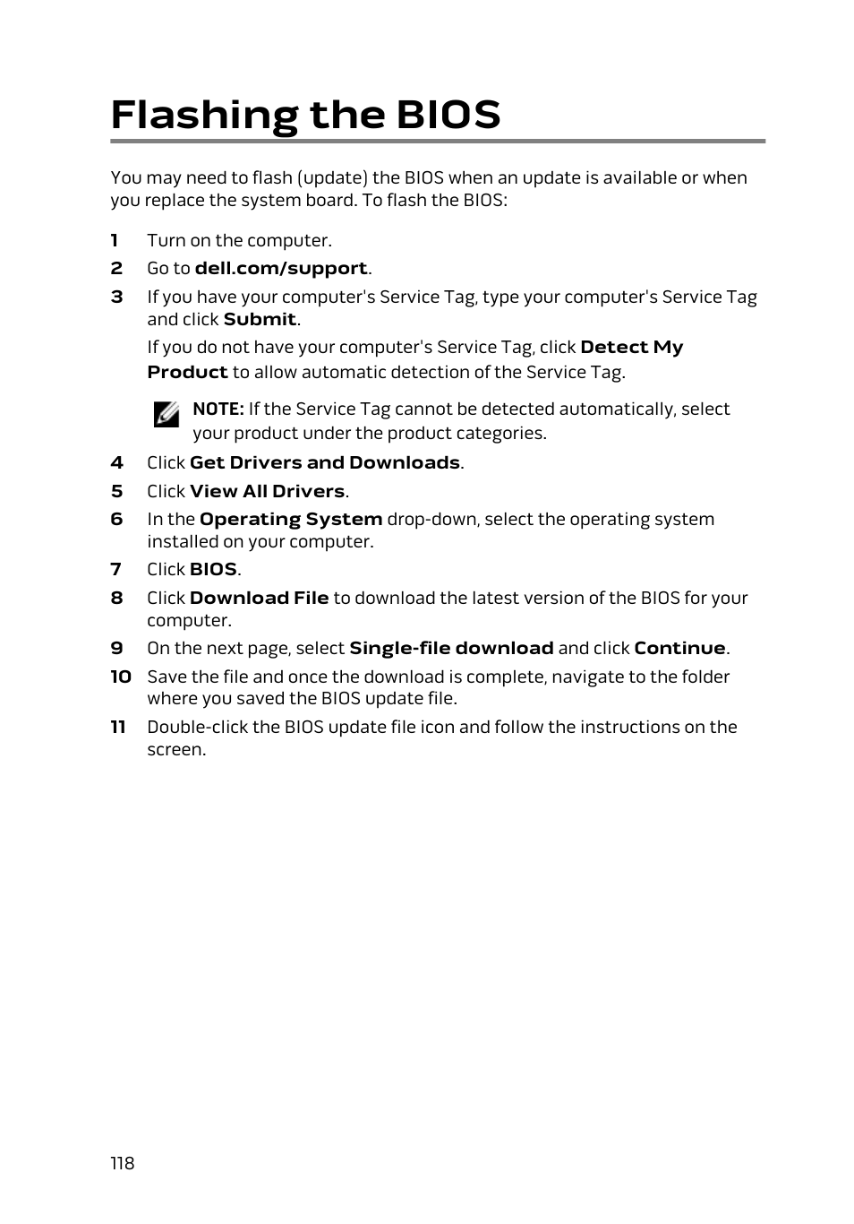 Flashing the bios | Dell Alienware 13 (Late 2014) User Manual | Page 118 / 119