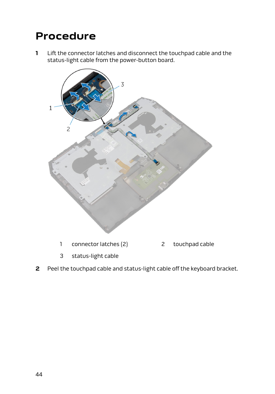 Procedure, Remove the, Keyboard | Dell Alienware 13 (Late 2014) User Manual | Page 44 / 119