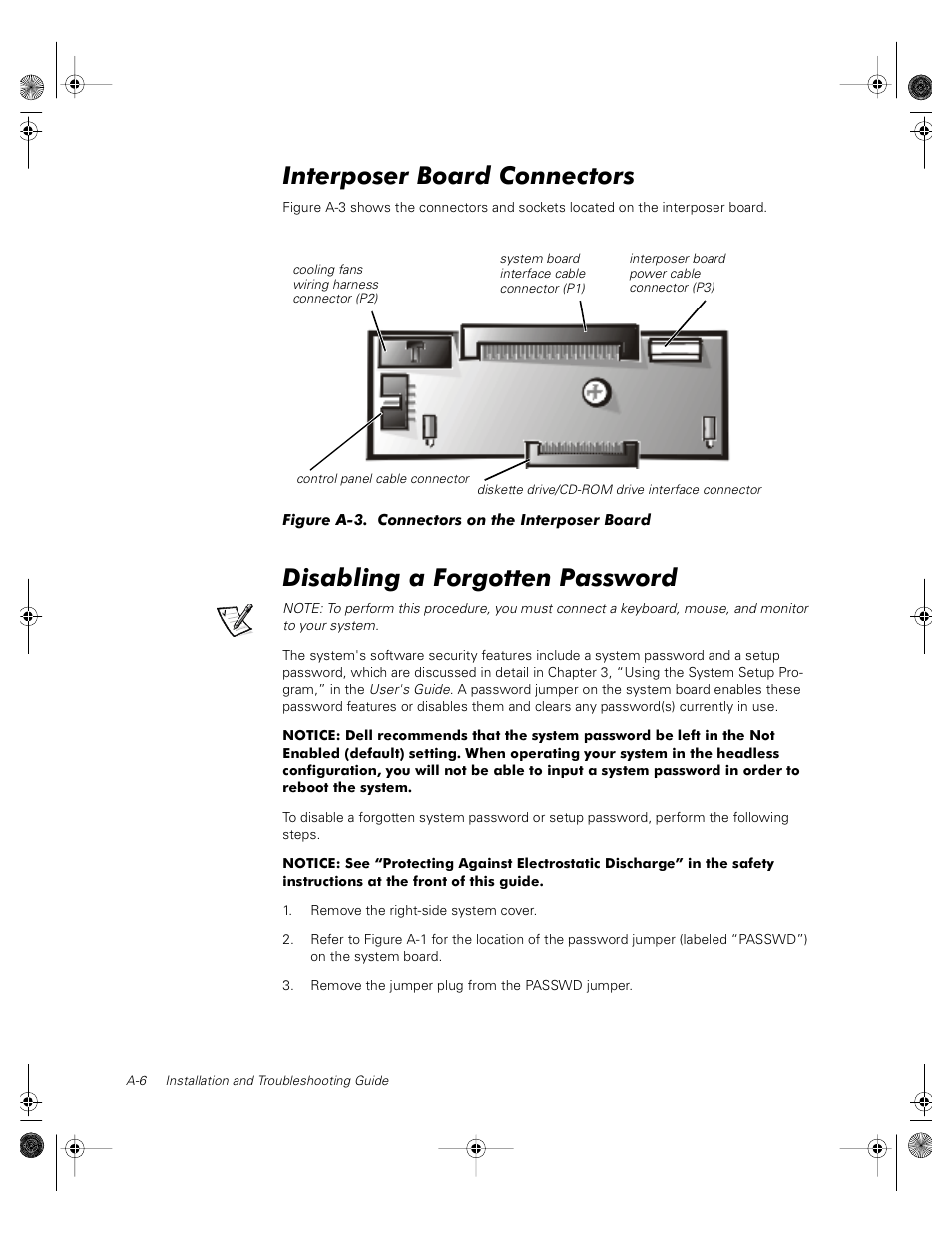 Interposer board connectors, Disabling a forgotten password | Dell PowerVault 735N (Rackmount NAS Appliance) User Manual | Page 106 / 118
