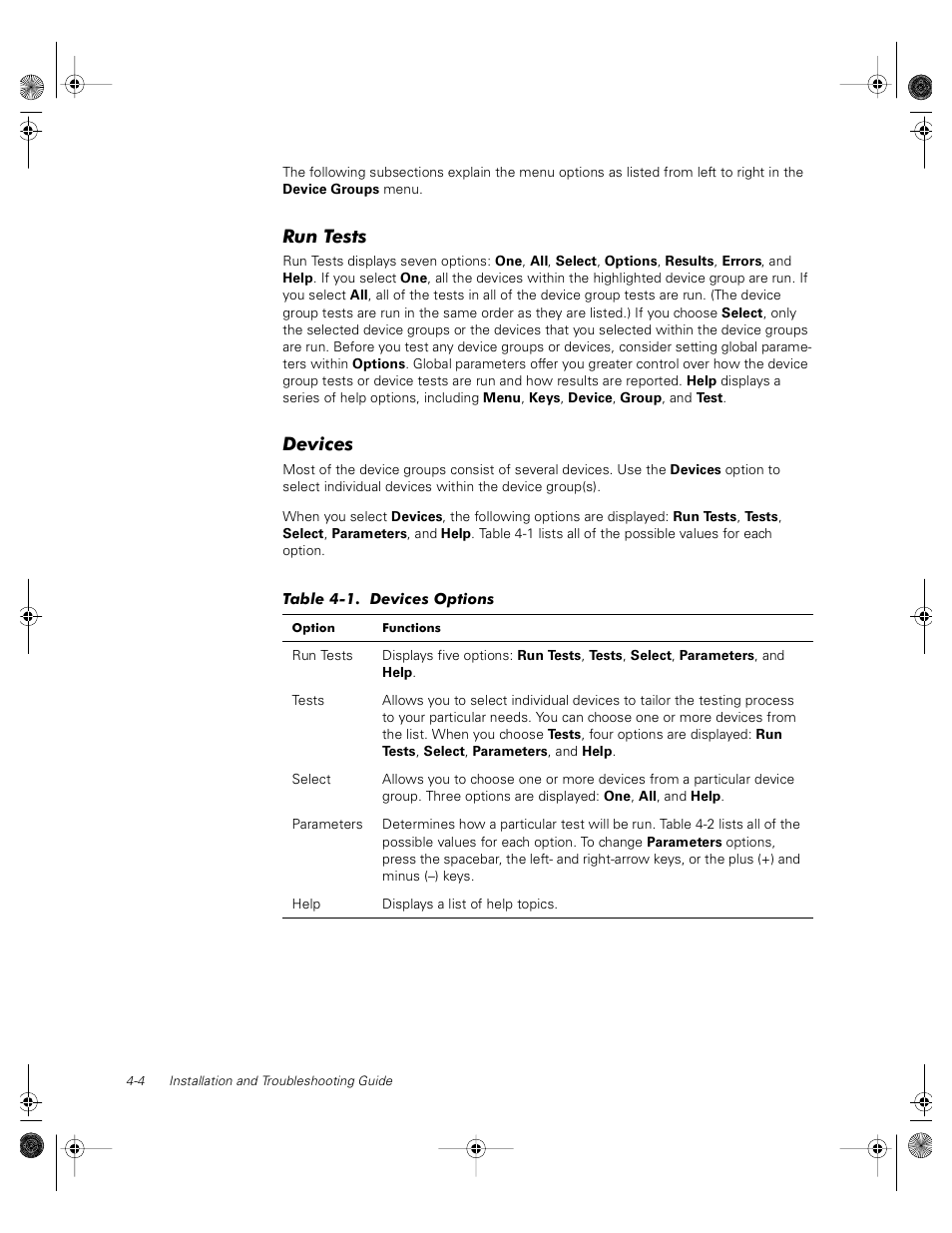 Run tests, Devices | Dell PowerVault 735N (Rackmount NAS Appliance) User Manual | Page 38 / 118