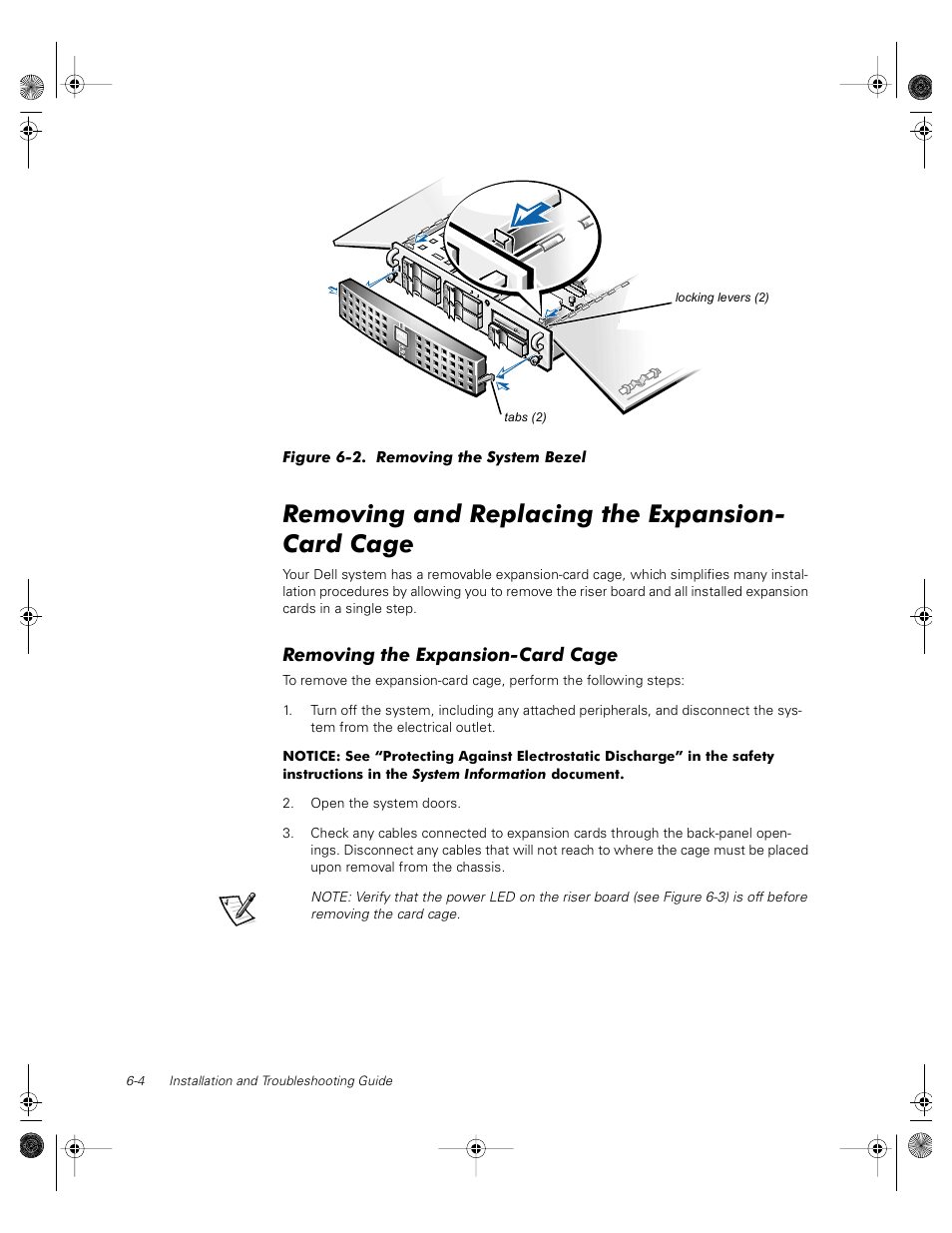 Removing and replacing the expansion- card cage, Removing the expansion-card cage | Dell PowerVault 735N (Rackmount NAS Appliance) User Manual | Page 50 / 118