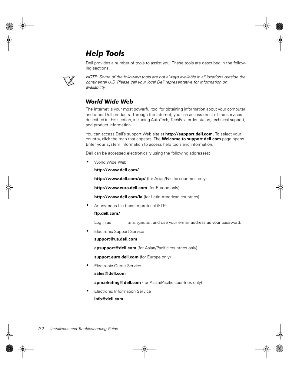 Help tools, World wide web | Dell PowerVault 735N (Rackmount NAS Appliance) User Manual | Page 82 / 118