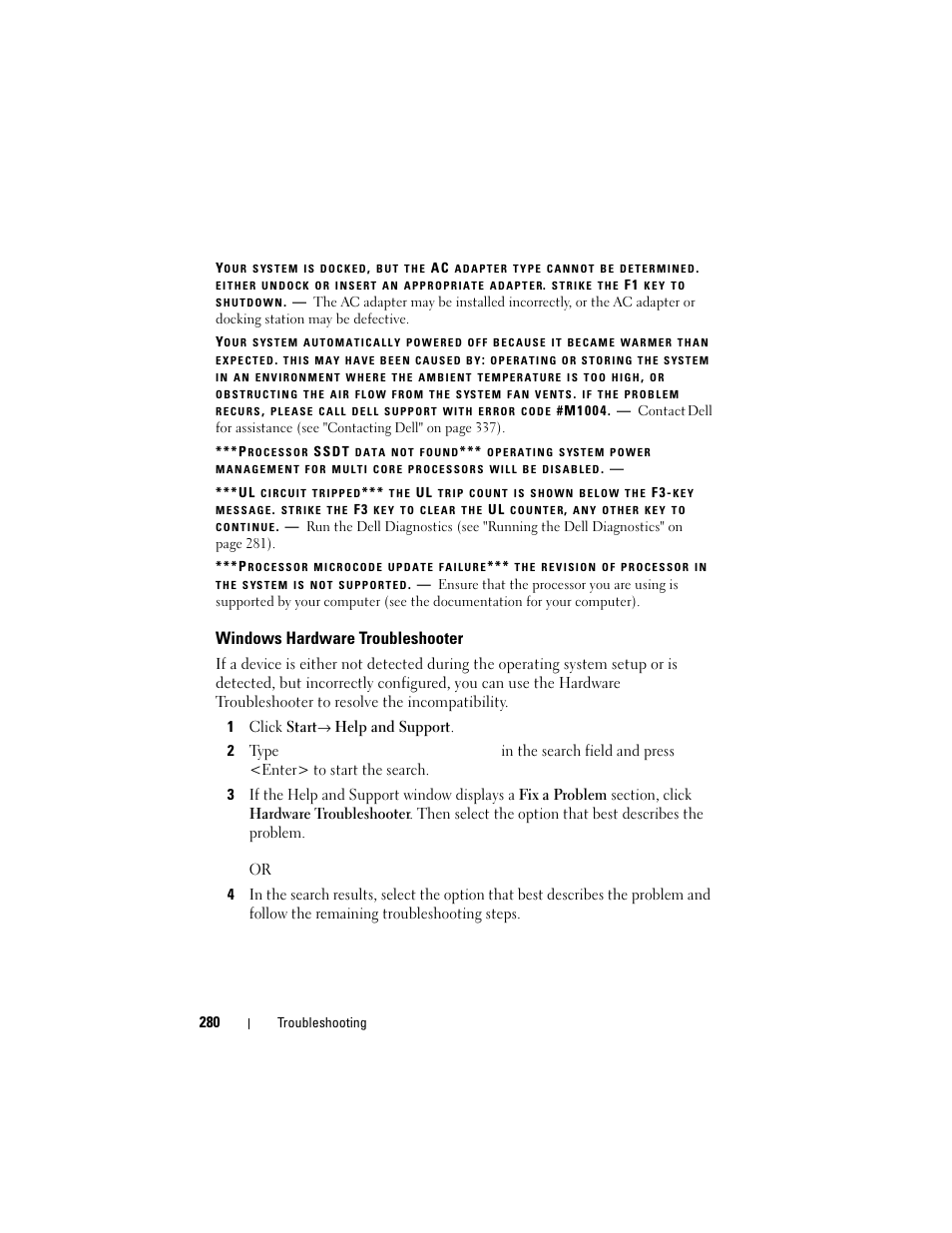 Windows hardware troubleshooter | Dell Studio 1747 (Late 2009) User Manual | Page 280 / 354