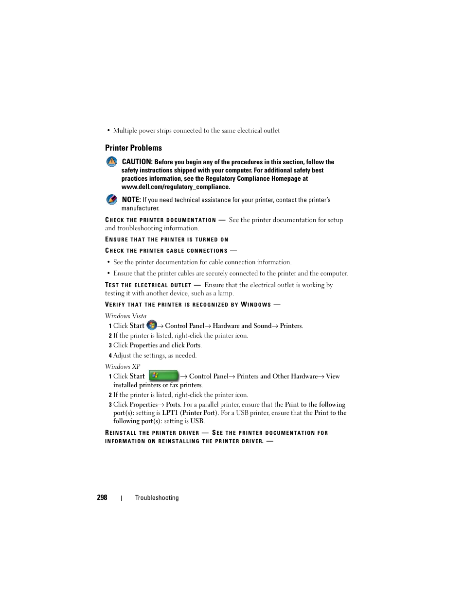 Printer problems | Dell Studio 1747 (Late 2009) User Manual | Page 298 / 354