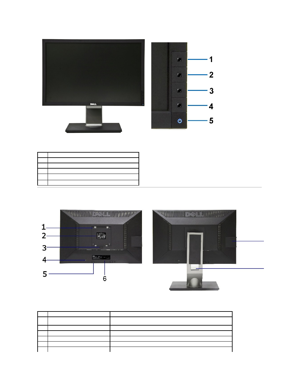 Back view | Dell U2211H Monitor User Manual | Page 4 / 38