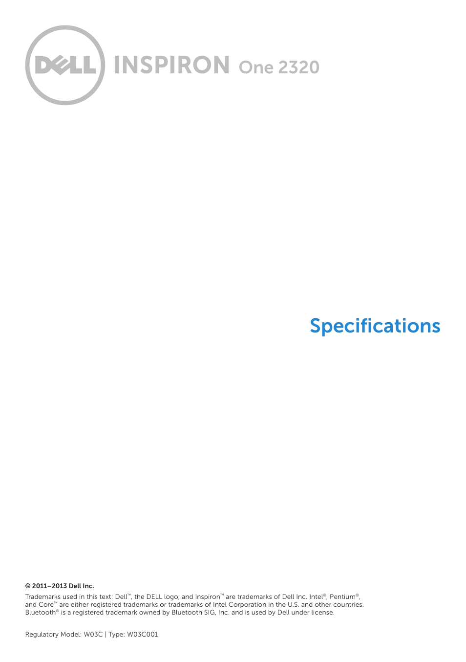 Dell Inspiron One 2320 (Mid 2011) User Manual | 6 pages