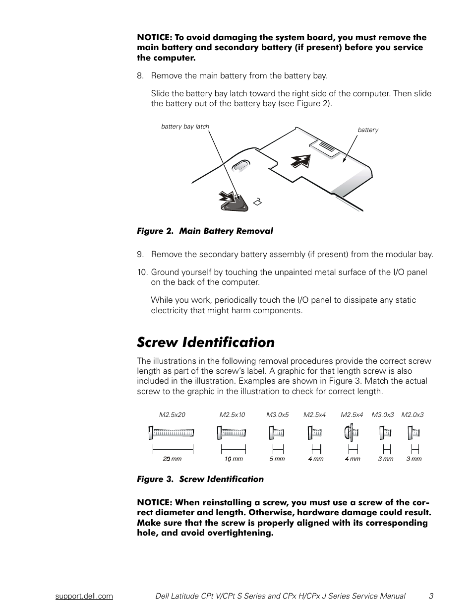 Screw identification, 6fuhz,ghqwlilfdwlrq | Dell Latitude CPx J User Manual | Page 10 / 48