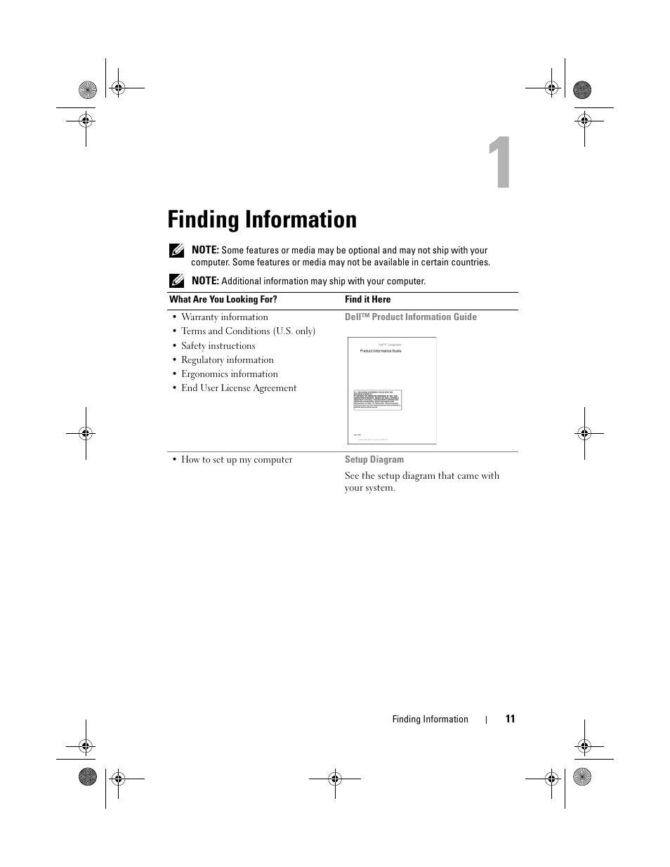 Finding information | Dell Vostro 200 (Mid 2007) User Manual | Page 11 / 214