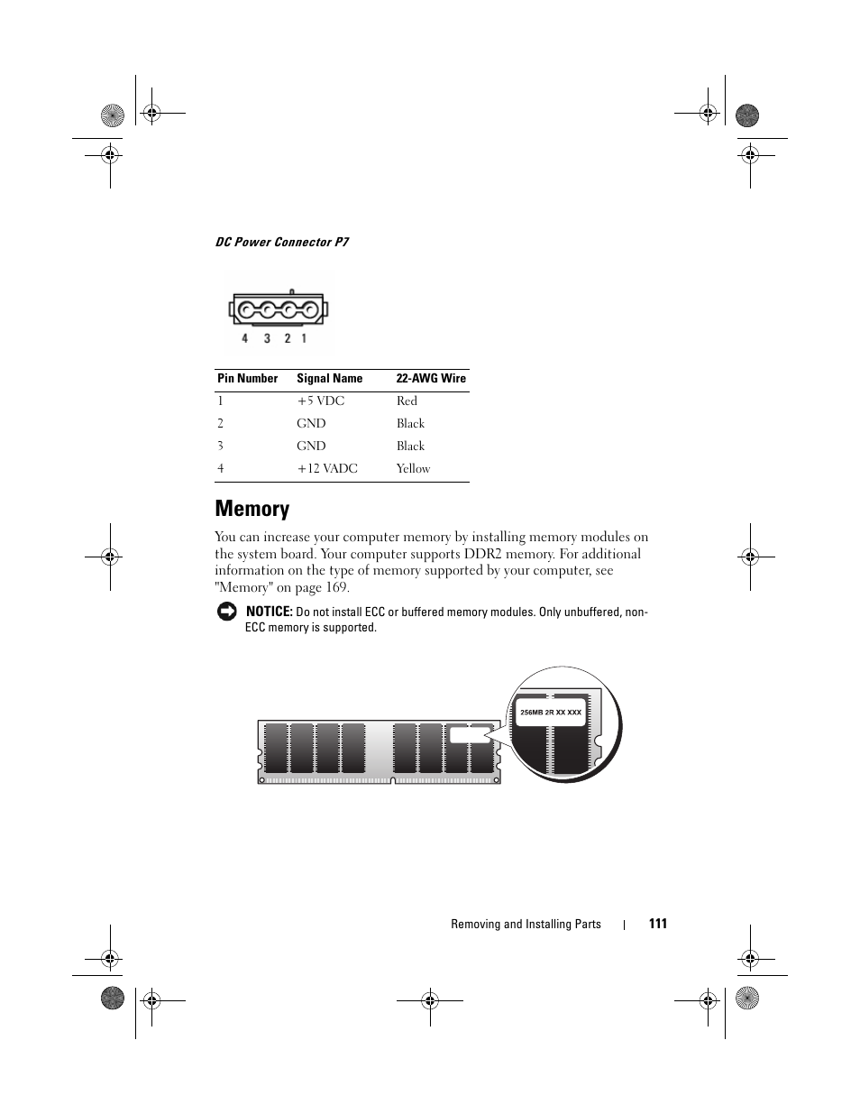 Memory | Dell Vostro 200 (Mid 2007) User Manual | Page 111 / 214