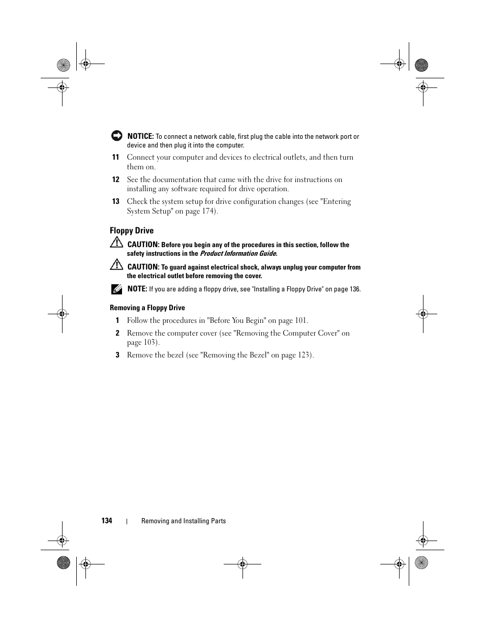 Floppy drive | Dell Vostro 200 (Mid 2007) User Manual | Page 134 / 214