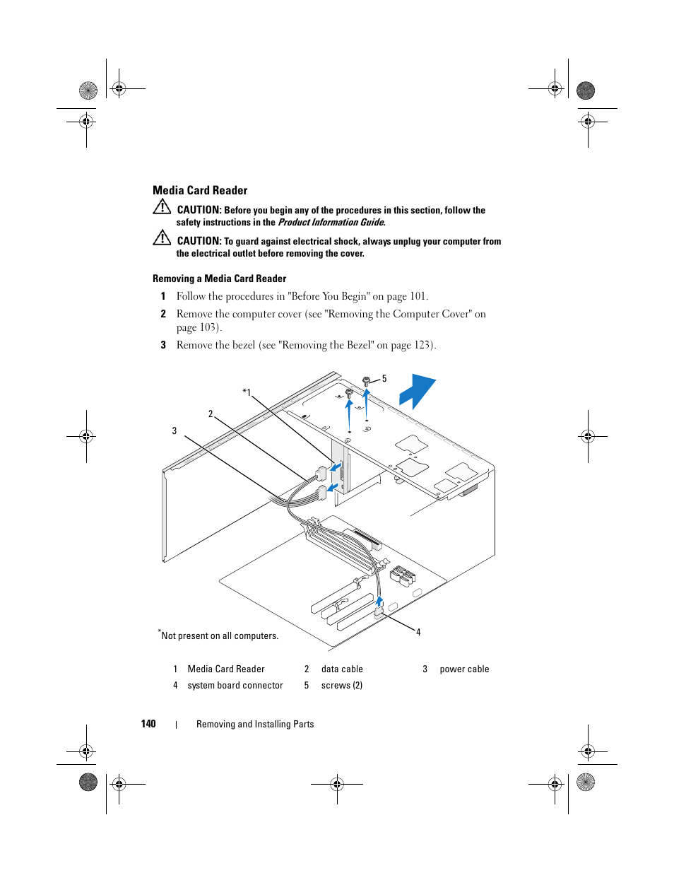 Media card reader | Dell Vostro 200 (Mid 2007) User Manual | Page 140 / 214