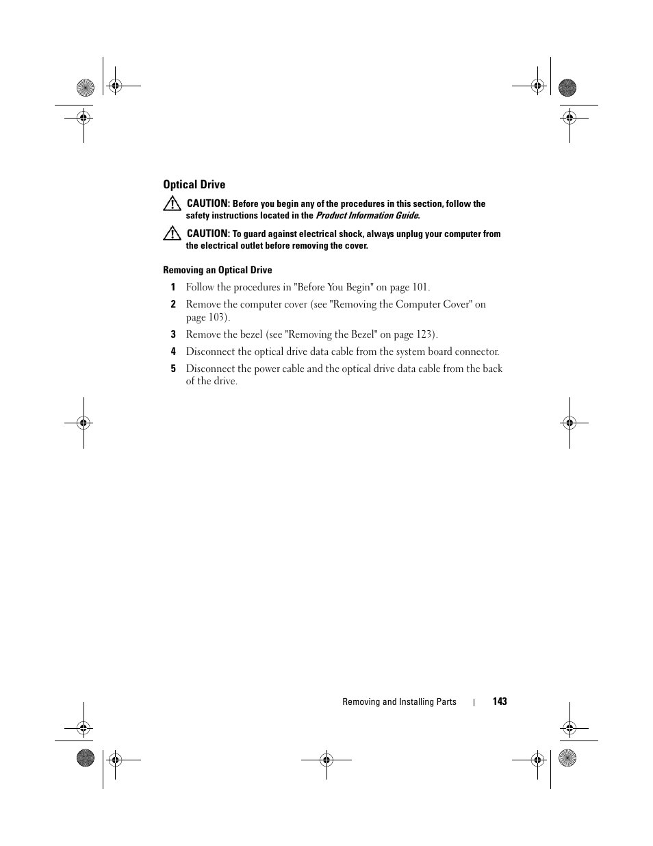 Optical drive | Dell Vostro 200 (Mid 2007) User Manual | Page 143 / 214