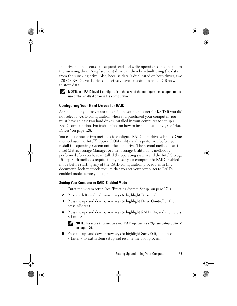 Configuring your hard drives for raid | Dell Vostro 200 (Mid 2007) User Manual | Page 43 / 214