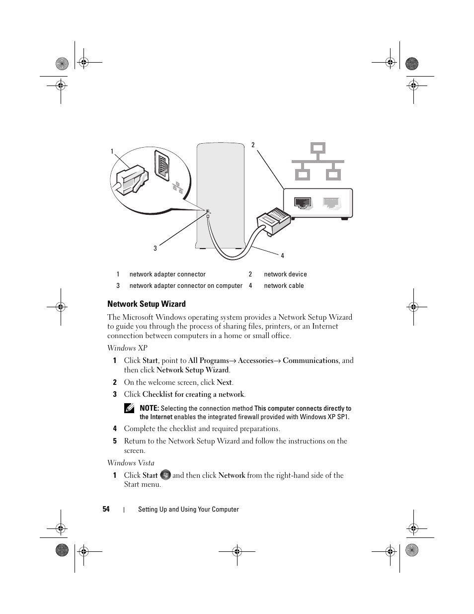 Network setup wizard | Dell Vostro 200 (Mid 2007) User Manual | Page 54 / 214