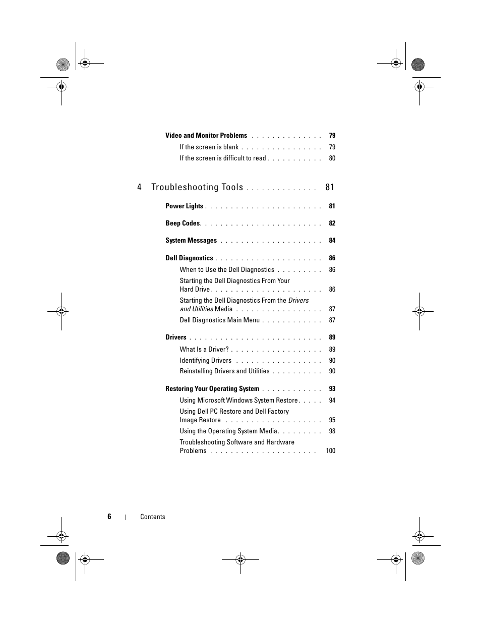 4troubleshooting tools | Dell Vostro 200 (Mid 2007) User Manual | Page 6 / 214