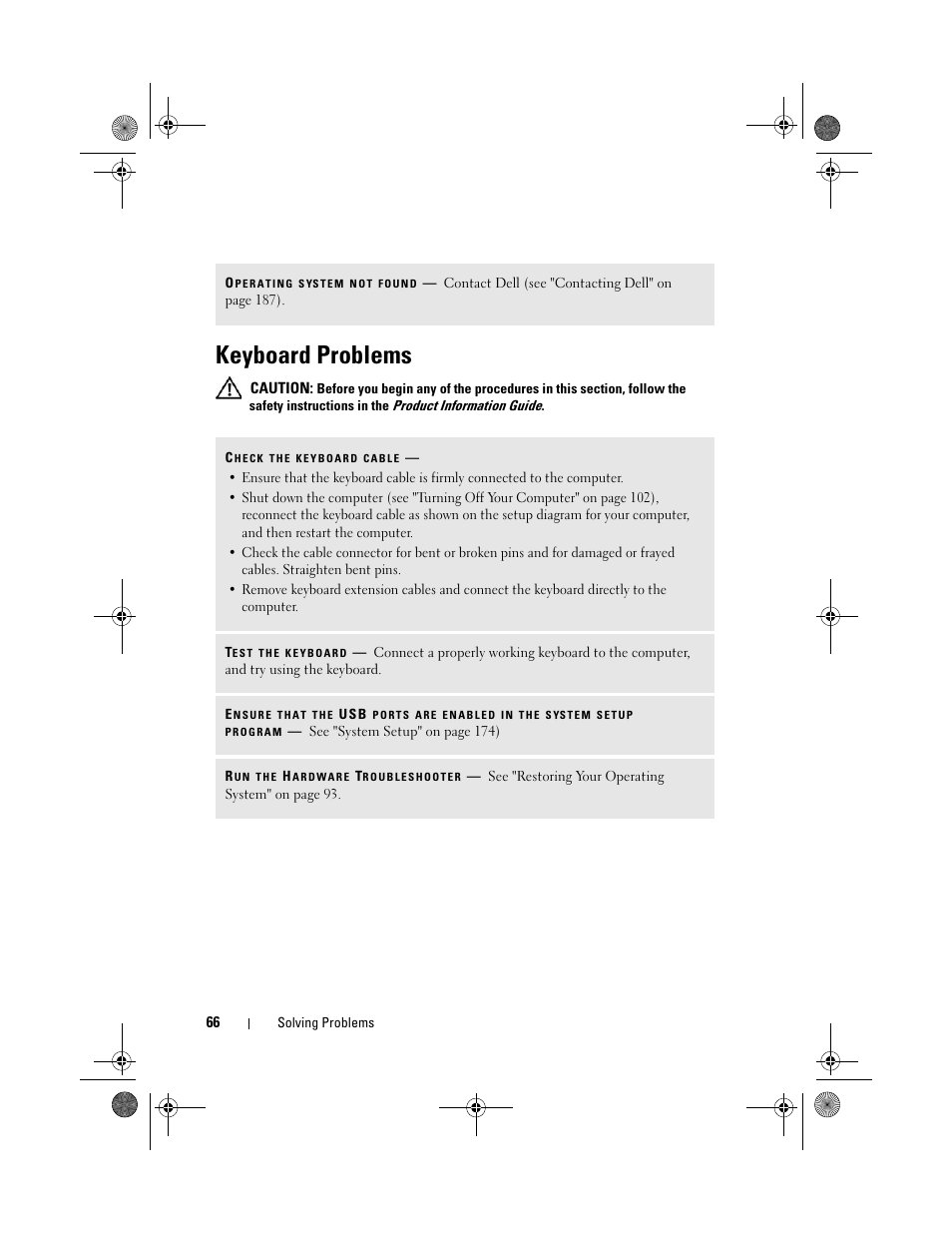Keyboard problems | Dell Vostro 200 (Mid 2007) User Manual | Page 66 / 214