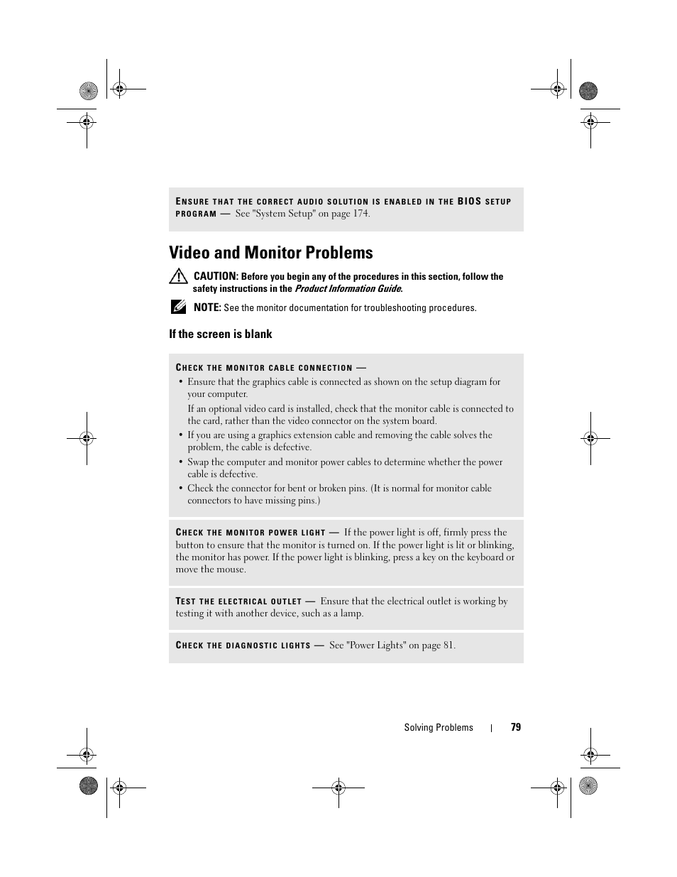 Video and monitor problems, If the screen is blank | Dell Vostro 200 (Mid 2007) User Manual | Page 79 / 214