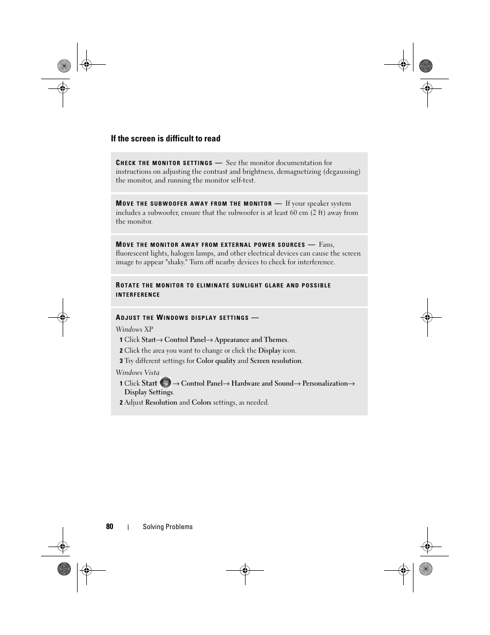 If the screen is difficult to read | Dell Vostro 200 (Mid 2007) User Manual | Page 80 / 214