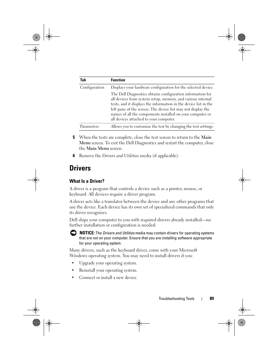 Drivers, What is a driver | Dell Vostro 200 (Mid 2007) User Manual | Page 89 / 214