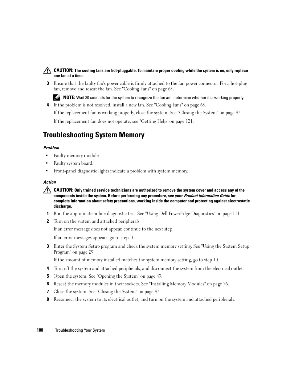 Troubleshooting system memory | Dell POWEREDGE 840 User Manual | Page 100 / 158