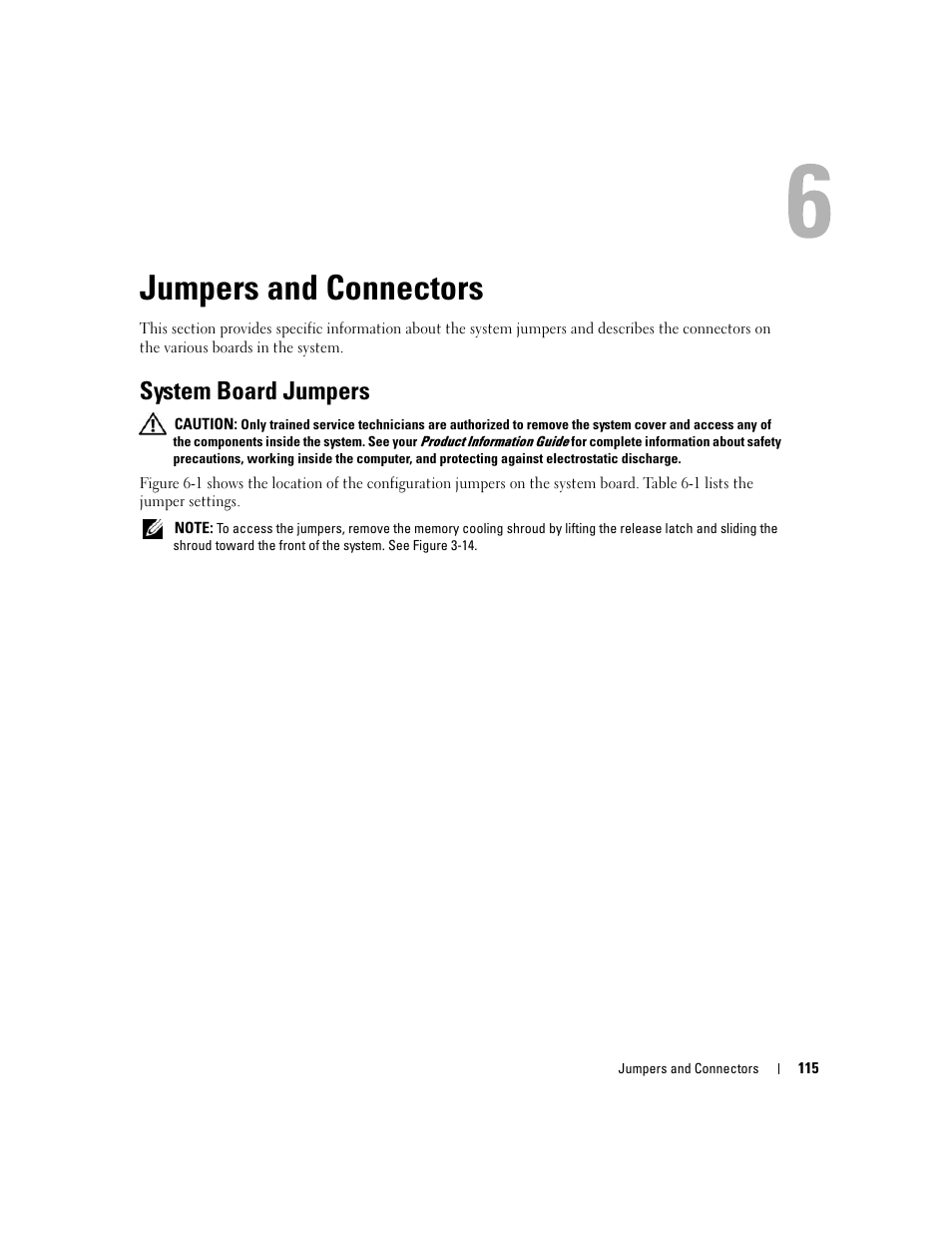 Jumpers and connectors, System board jumpers | Dell POWEREDGE 840 User Manual | Page 115 / 158