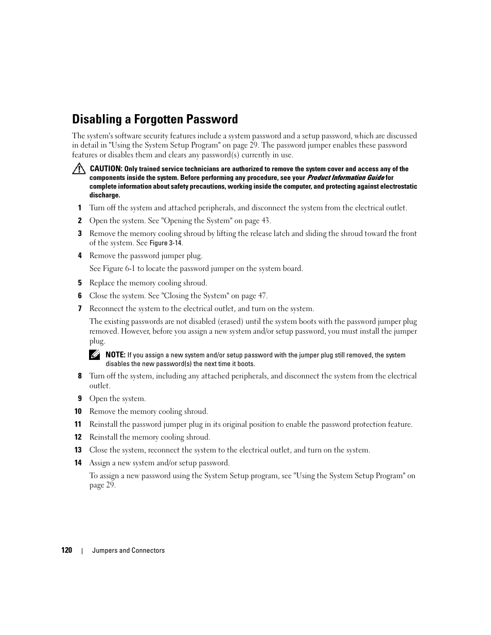 Disabling a forgotten password | Dell POWEREDGE 840 User Manual | Page 120 / 158