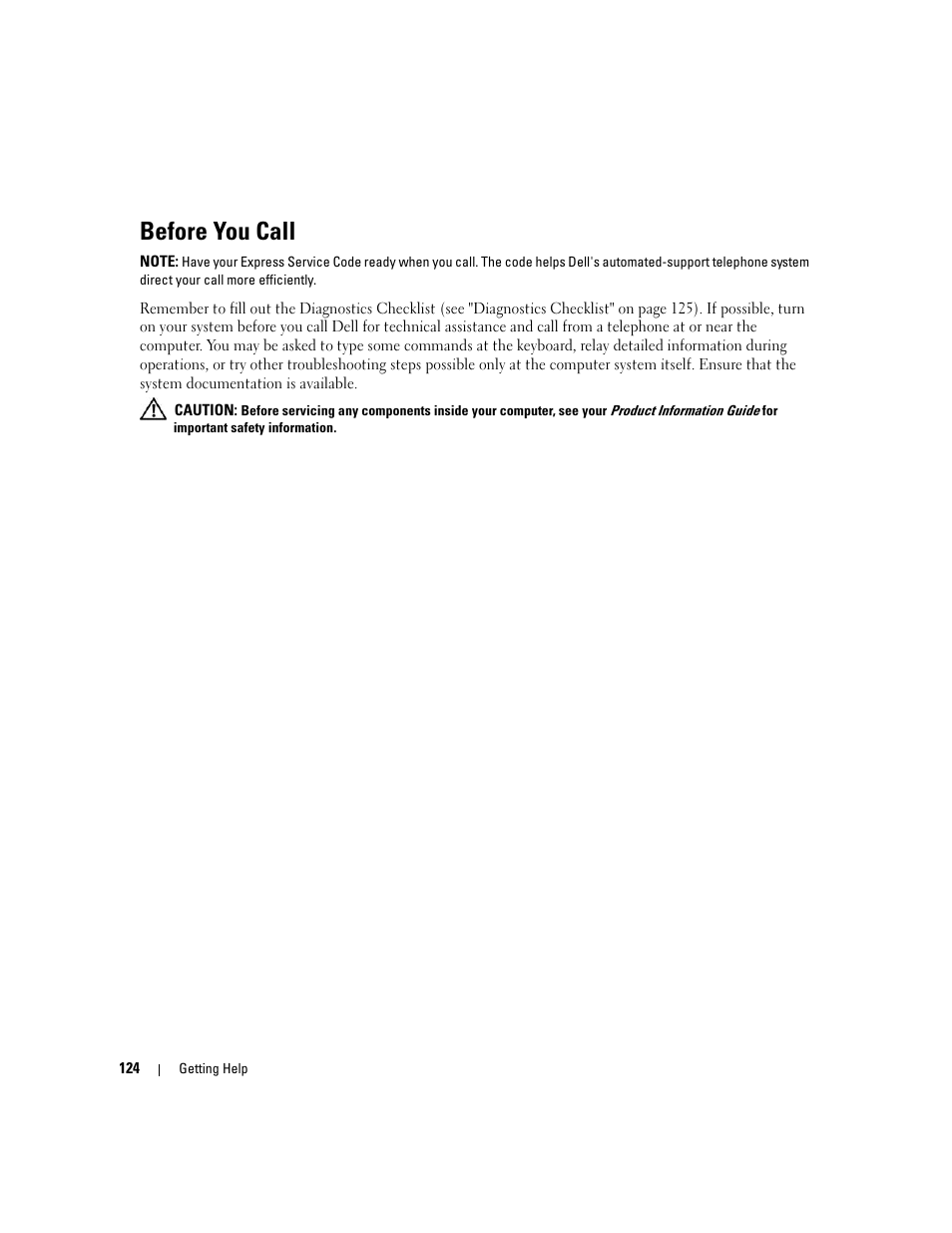 Before you call | Dell POWEREDGE 840 User Manual | Page 124 / 158