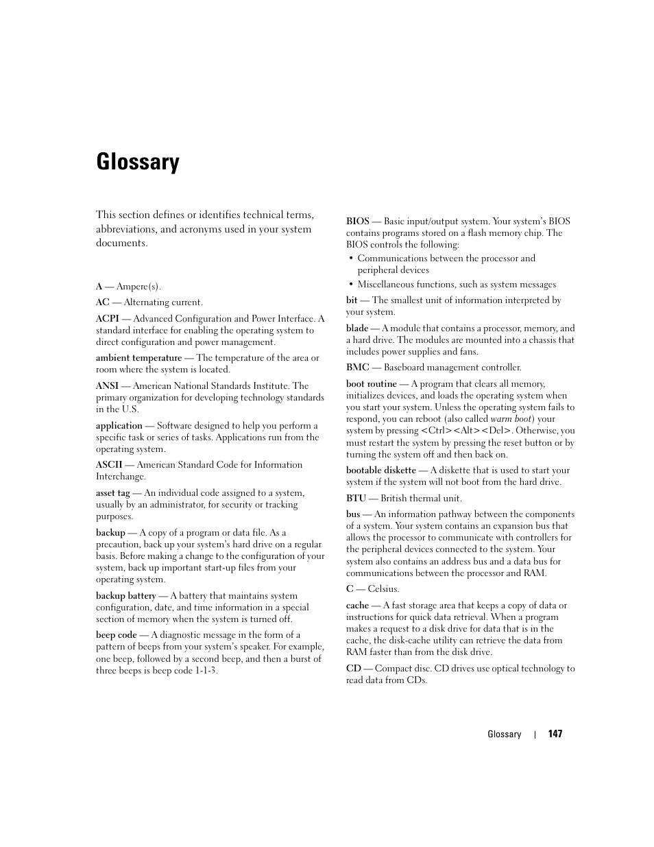 Glossary | Dell POWEREDGE 840 User Manual | Page 147 / 158