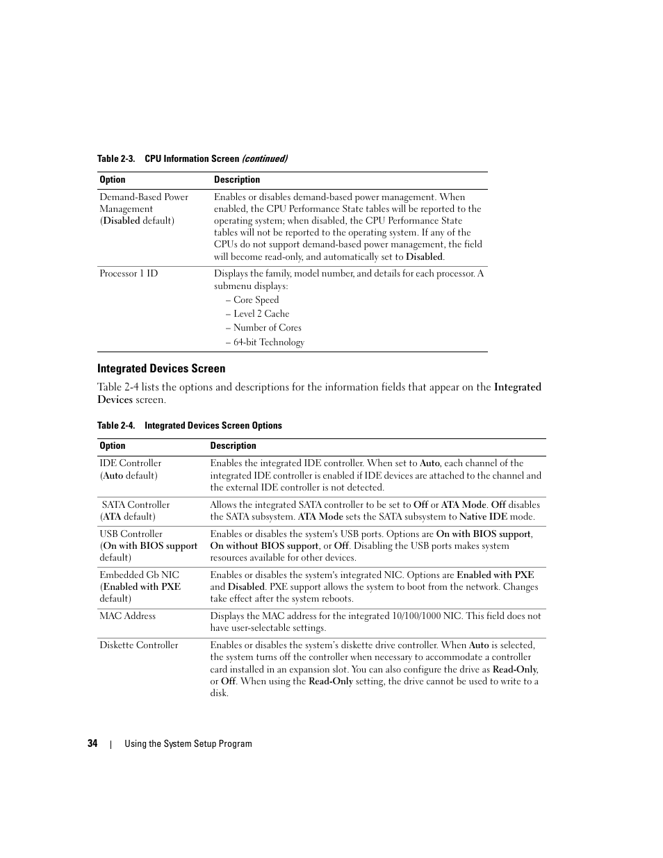 Integrated devices screen | Dell POWEREDGE 840 User Manual | Page 34 / 158