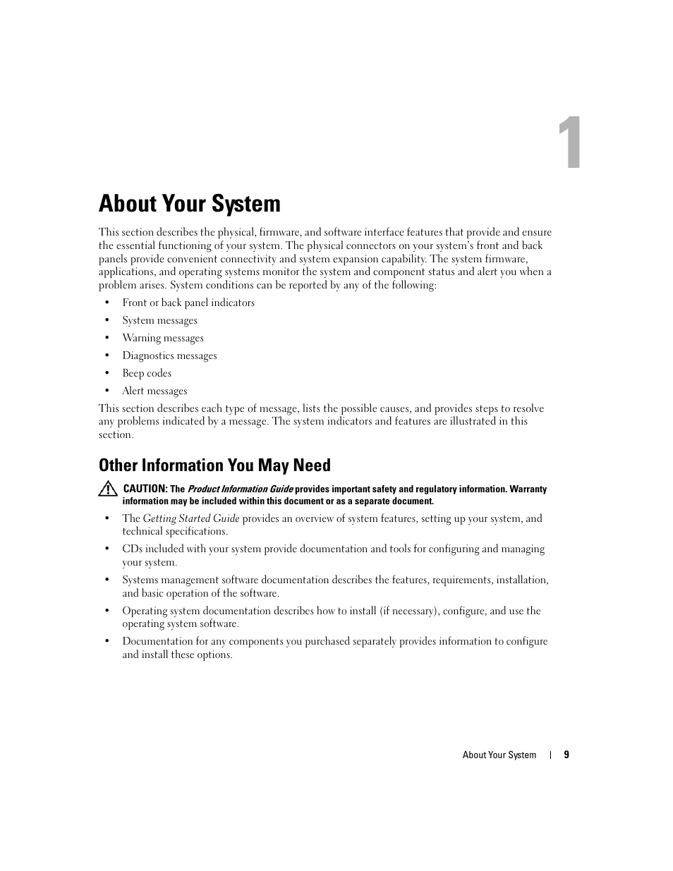 About your system, Other information you may need | Dell POWEREDGE 840 User Manual | Page 9 / 158