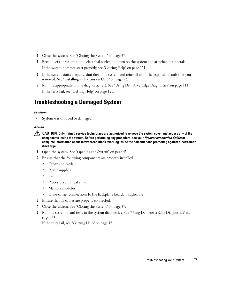 Troubleshooting a damaged system | Dell POWEREDGE 840 User Manual | Page 97 / 158