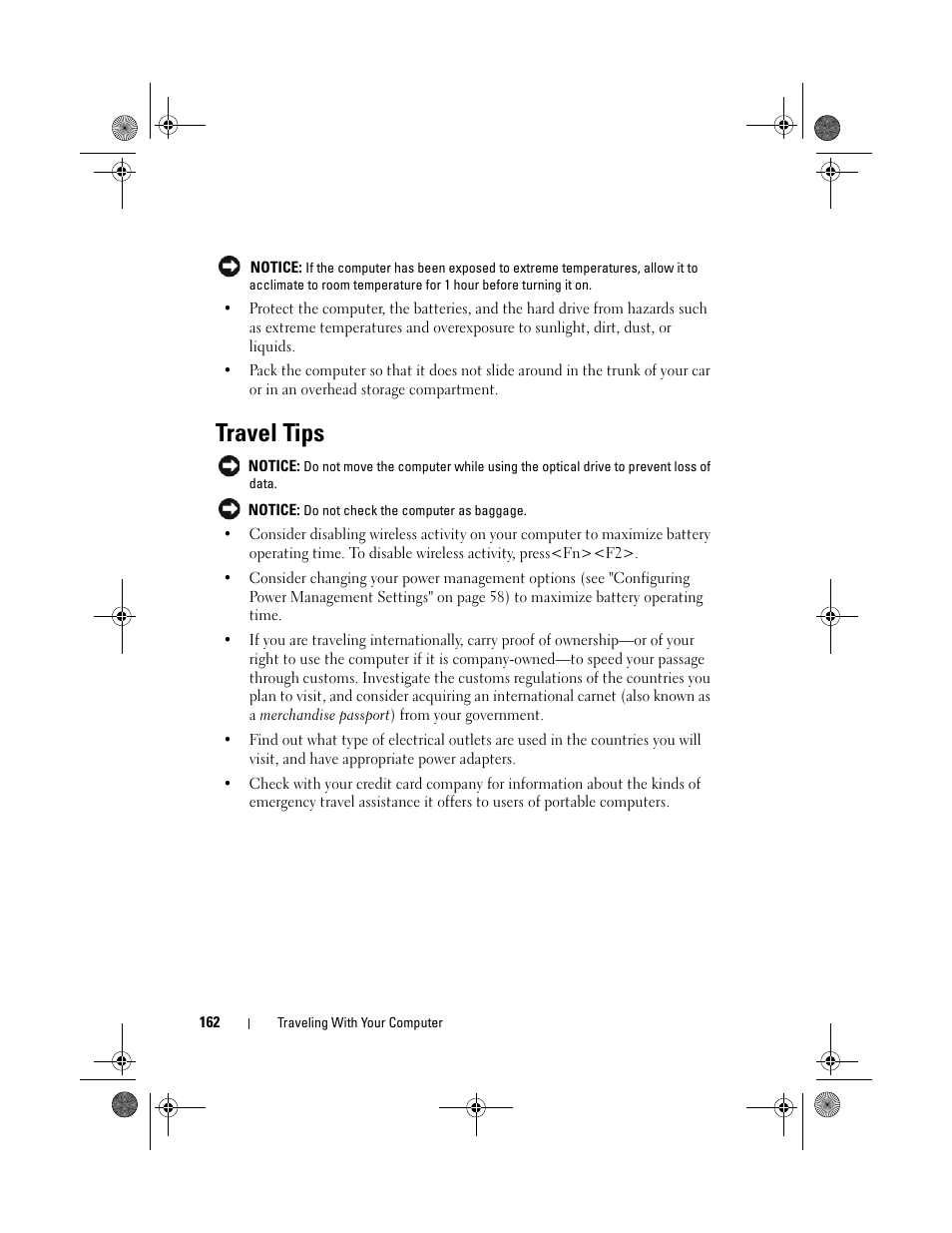 Travel tips | Dell Vostro 1000 (Mid 2007) User Manual | Page 162 / 210