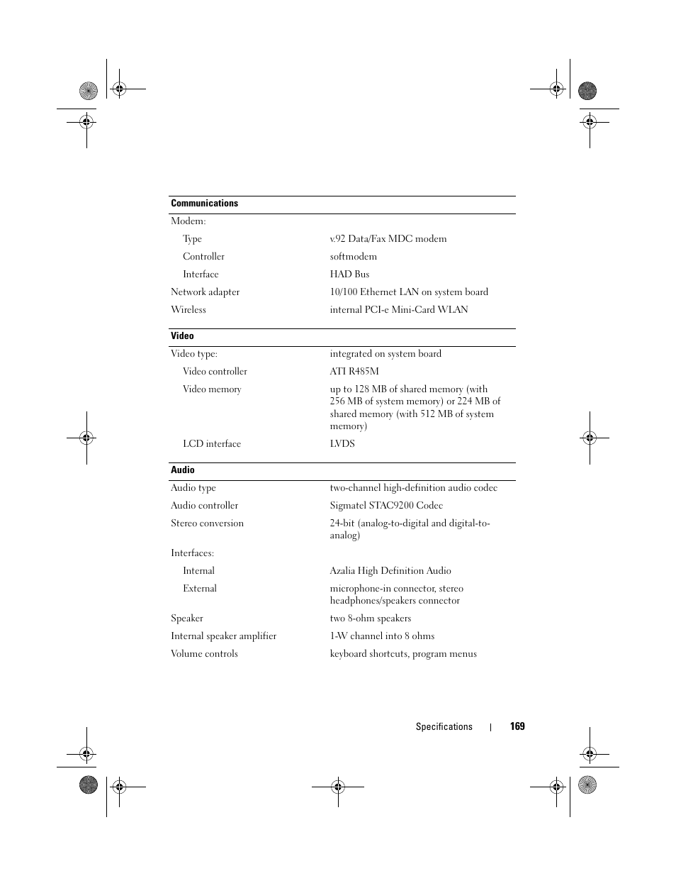 Dell Vostro 1000 (Mid 2007) User Manual | Page 169 / 210