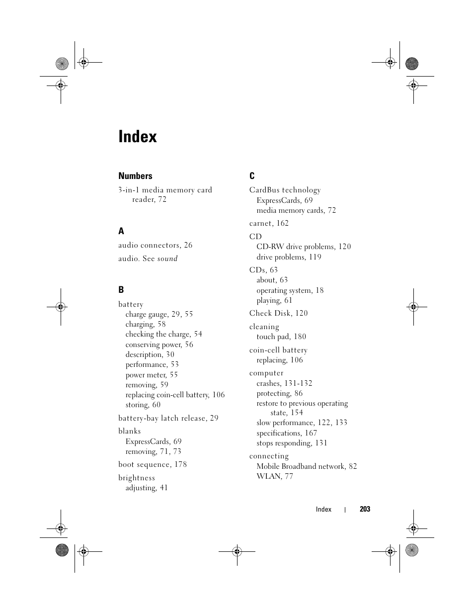 Index | Dell Vostro 1000 (Mid 2007) User Manual | Page 203 / 210