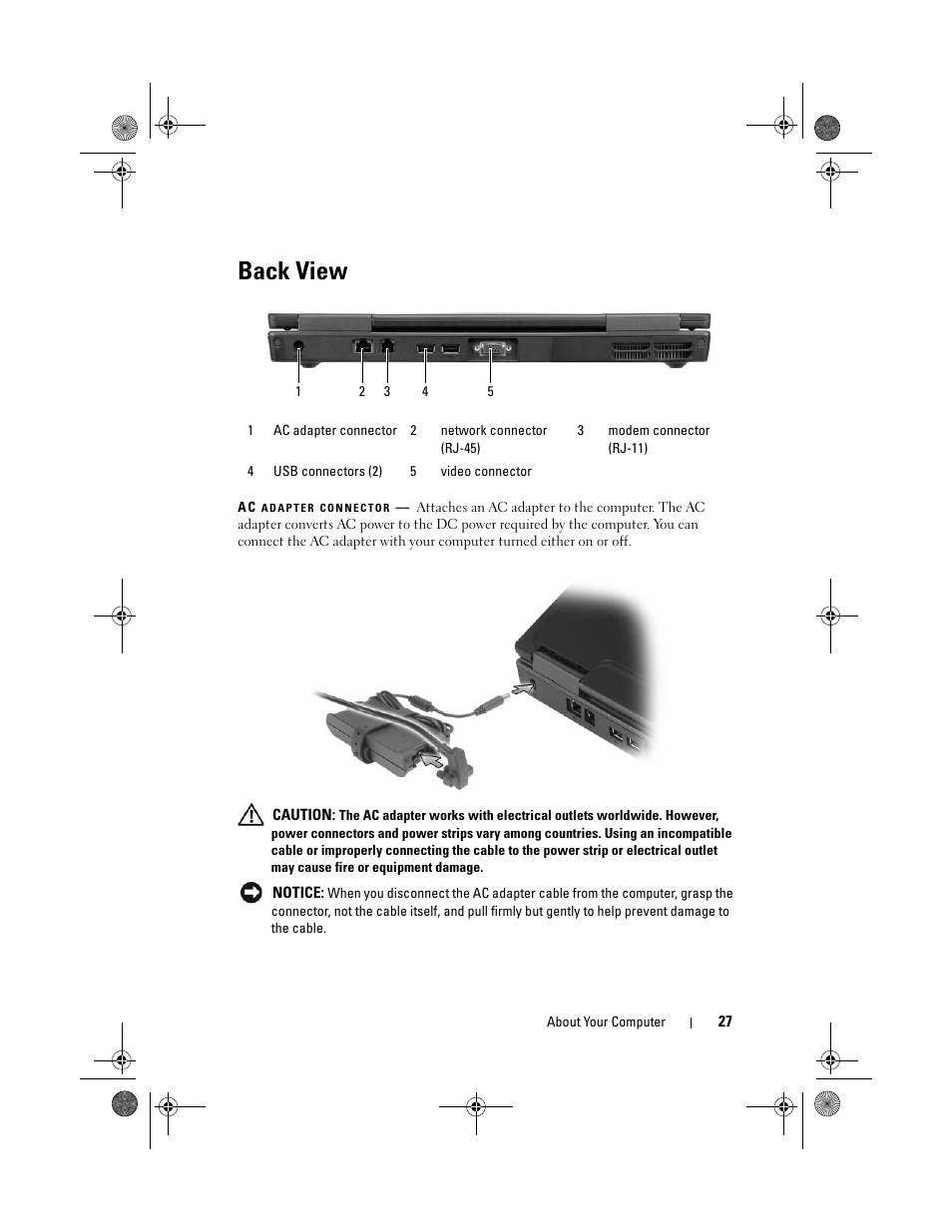 Back view | Dell Vostro 1000 (Mid 2007) User Manual | Page 27 / 210