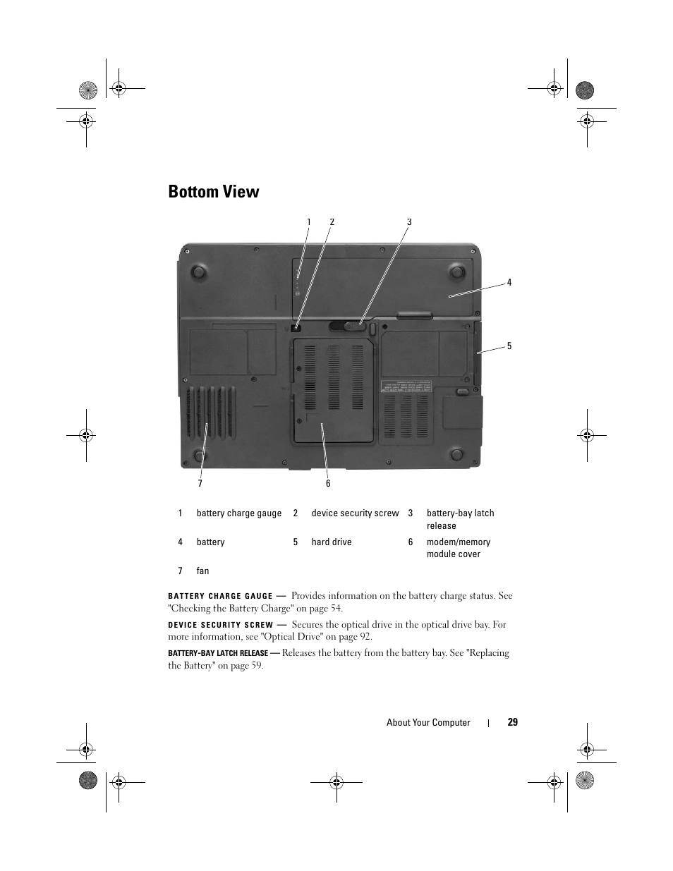 Bottom view | Dell Vostro 1000 (Mid 2007) User Manual | Page 29 / 210