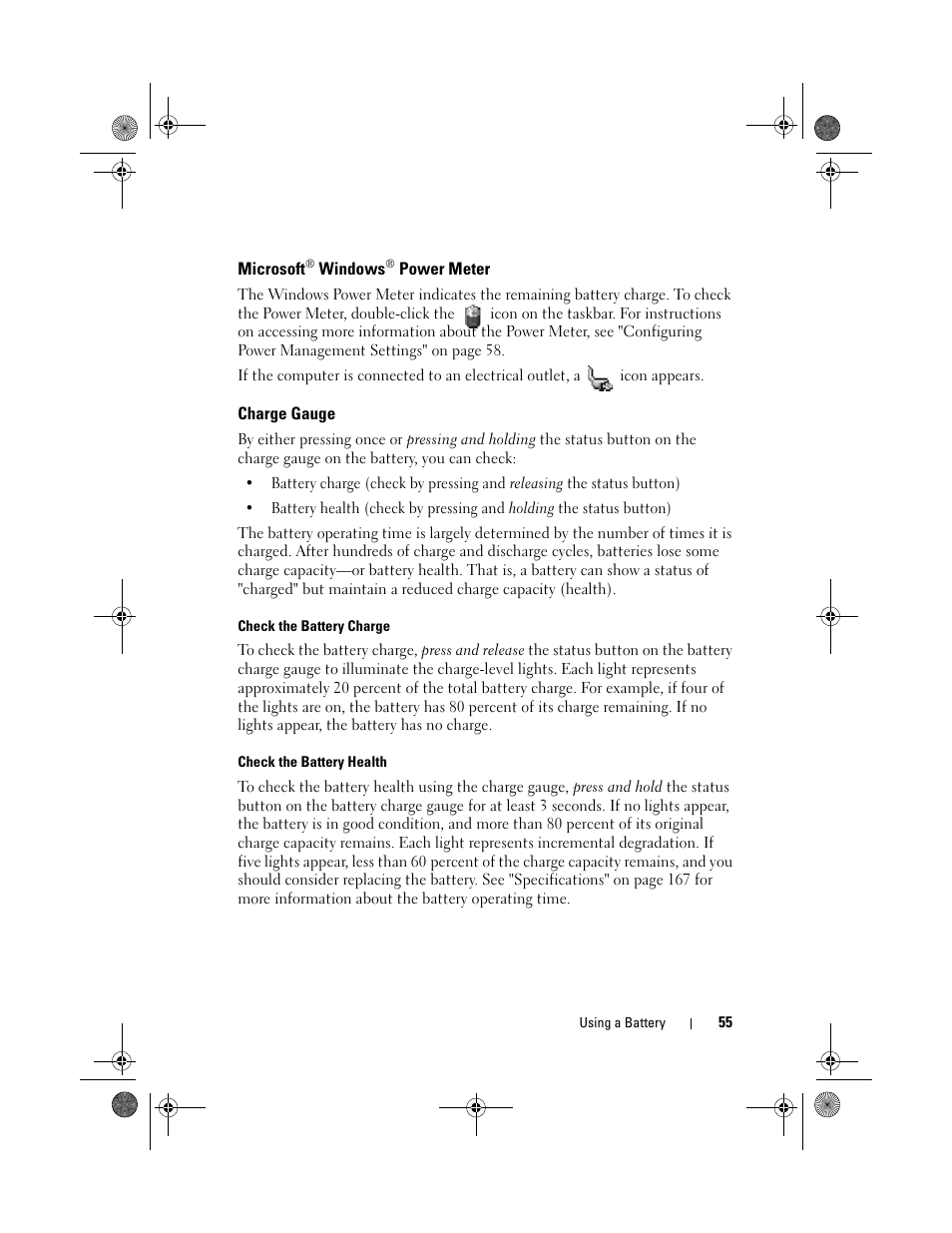 Microsoft® windows® power meter, Charge gauge, Microsoft | Dell Vostro 1000 (Mid 2007) User Manual | Page 55 / 210