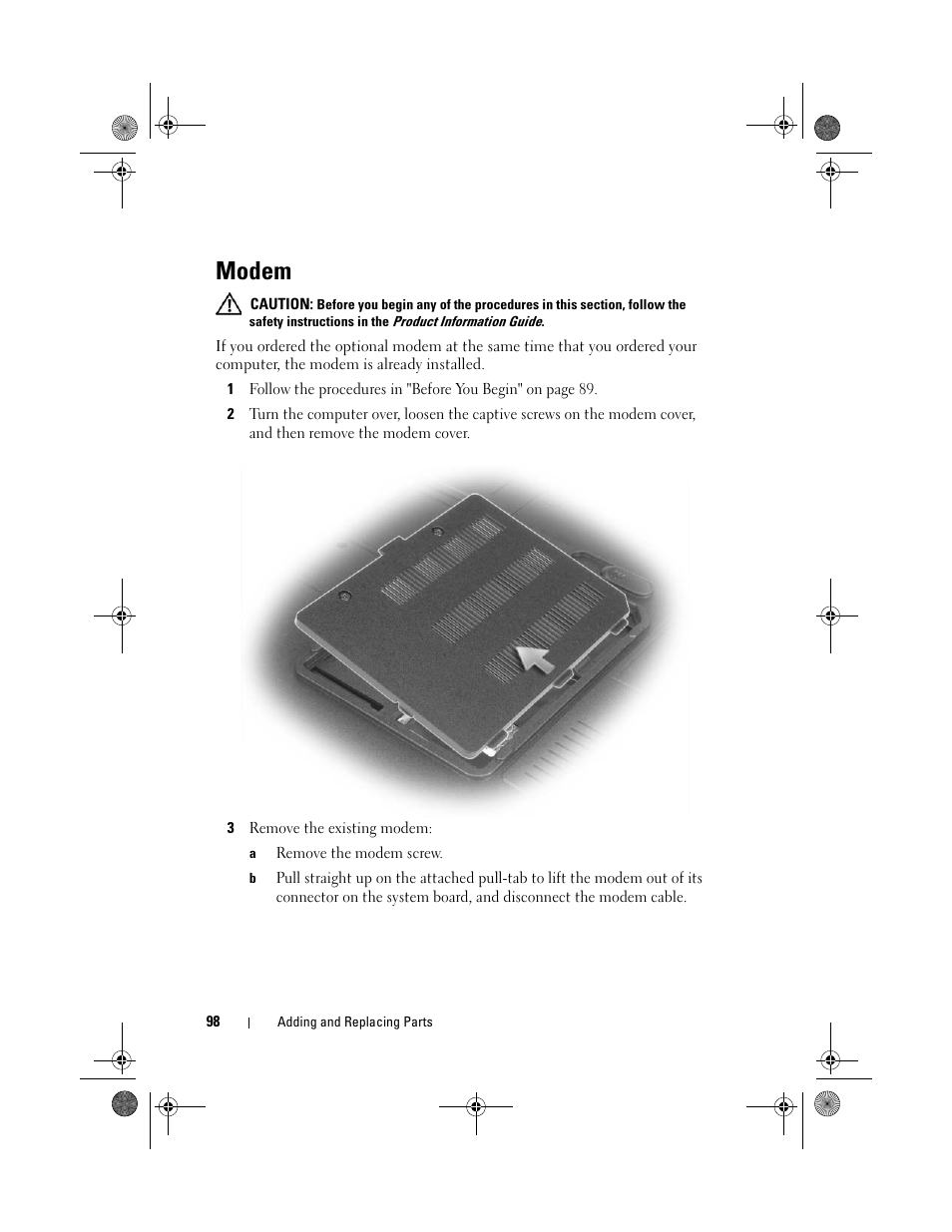 Modem | Dell Vostro 1000 (Mid 2007) User Manual | Page 98 / 210