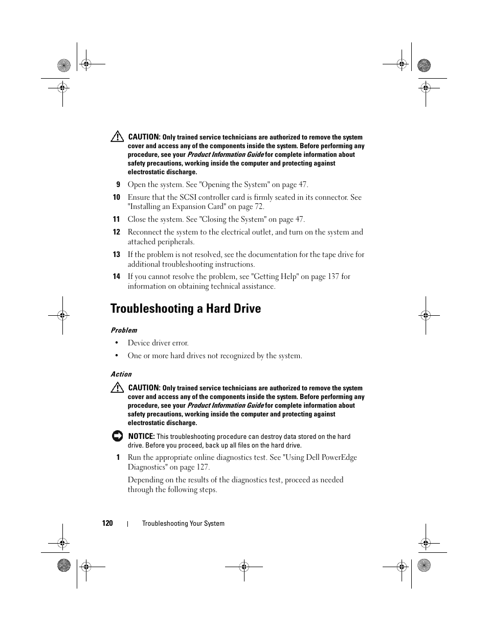 Troubleshooting a hard drive | Dell PowerEdge T105 User Manual | Page 120 / 190
