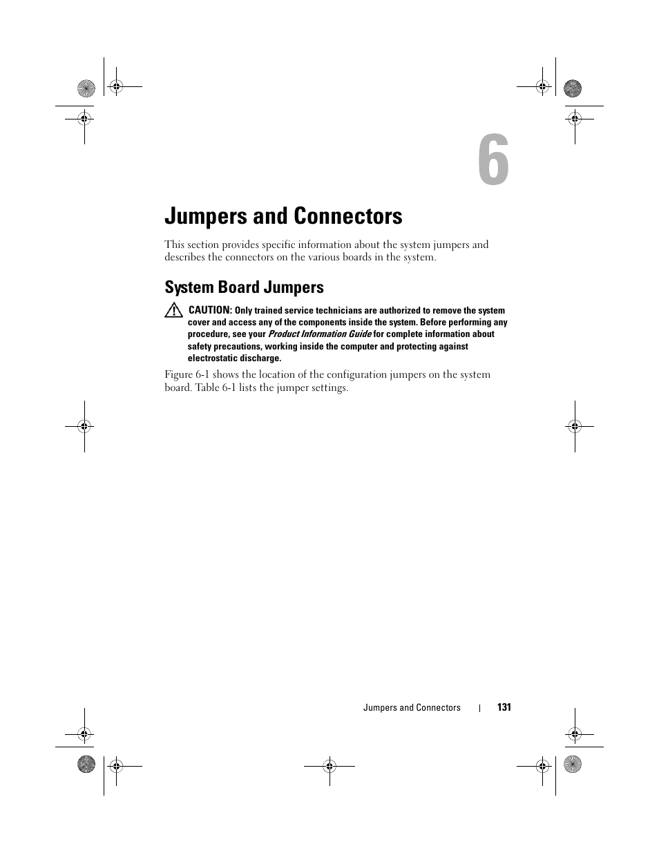 Jumpers and connectors, System board jumpers | Dell PowerEdge T105 User Manual | Page 131 / 190