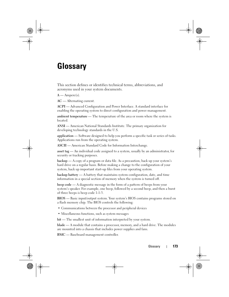Glossary | Dell PowerEdge T105 User Manual | Page 173 / 190