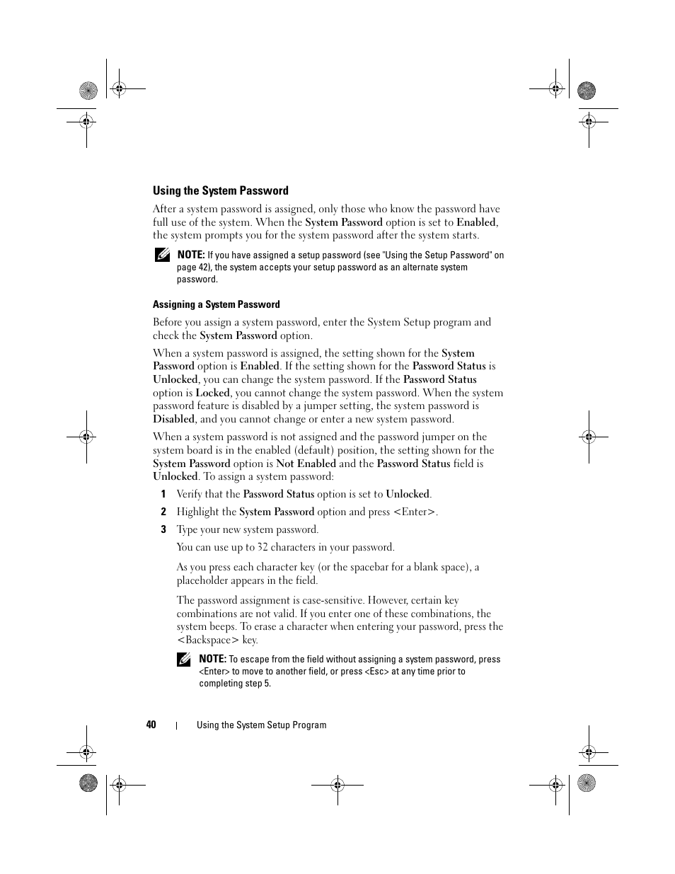 Using the system password | Dell PowerEdge T105 User Manual | Page 40 / 190